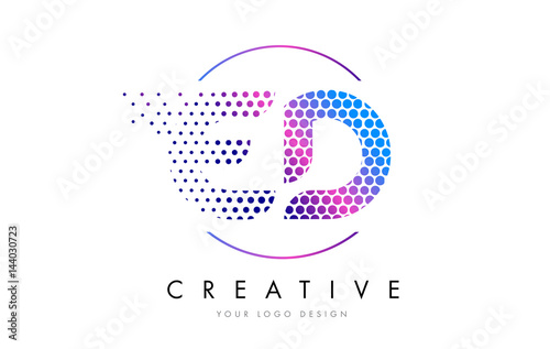 ED E D Pink Magenta Dotted Bubble Letter Logo Design Vector