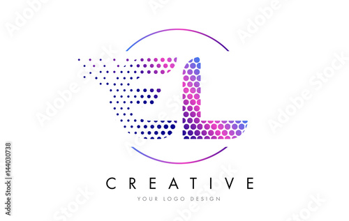 EL E L Pink Magenta Dotted Bubble Letter Logo Design Vector