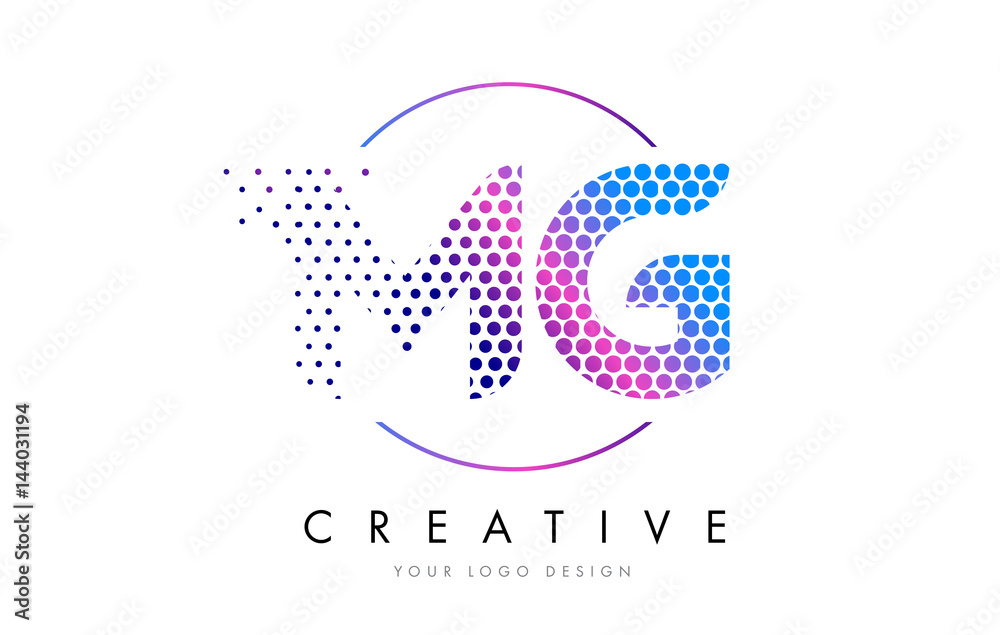 Obraz premium MG M G Pink Magenta Dotted Bubble Letter Logo Design Vector
