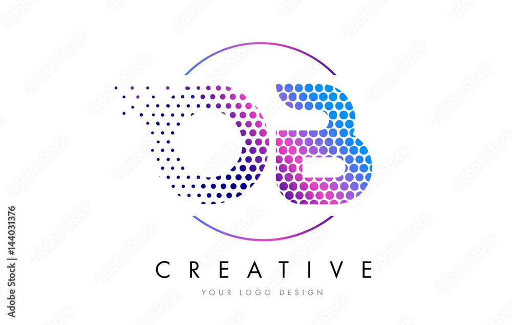 OB O B Pink Magenta Dotted Bubble Letter Logo Design Vector