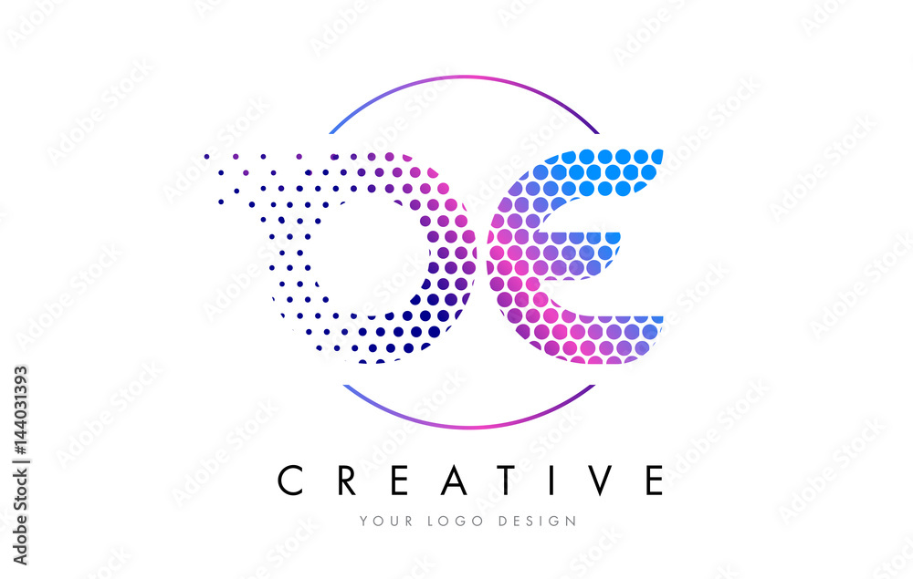 Obraz premium OE O E Pink Magenta Dotted Bubble Letter Logo Design Vector