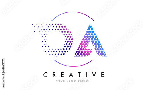 OA O A Pink Magenta Dotted Bubble Letter Logo Design Vector