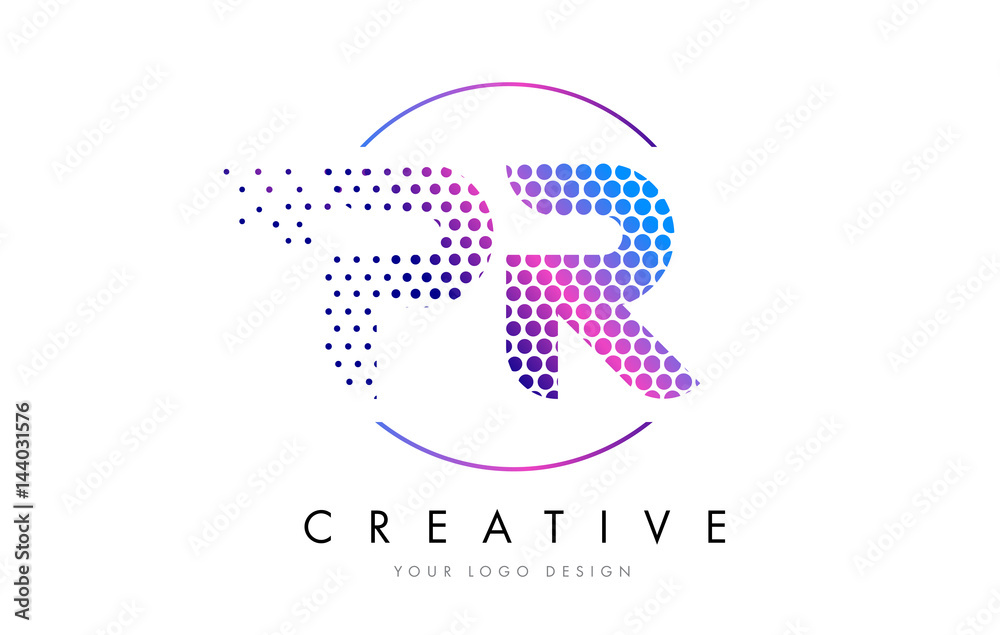 PR P R Pink Magenta Dotted Bubble Letter Logo Design Vector PR P R Pink Magenta Dotted Bubble Letter Logo Design Vector