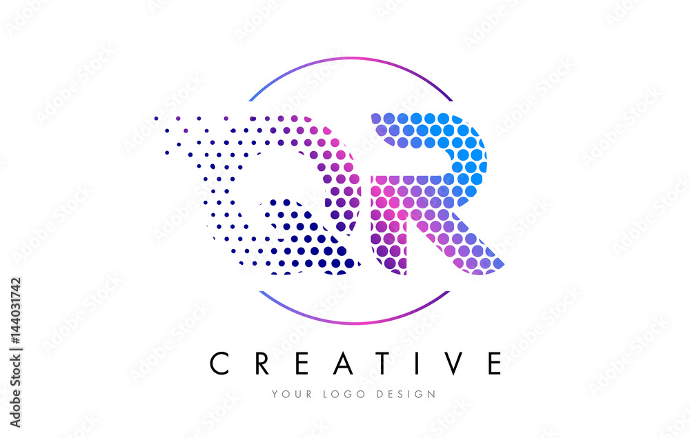 QR Q R Pink Magenta Dotted Bubble Letter Logo Design Vector QR Q R Pink Magenta Dotted Bubble Letter Logo Design Vector