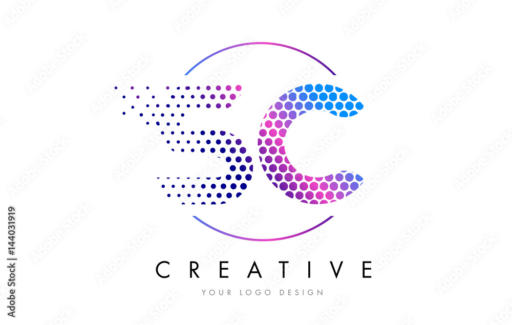 SC S C Pink Magenta Dotted Bubble Letter Logo Design Vector SC S C Pink Magenta Dotted Bubble Letter Logo Design Vector
