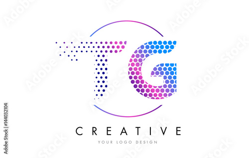 TG T G Pink Magenta Dotted Bubble Letter Logo Design Vector