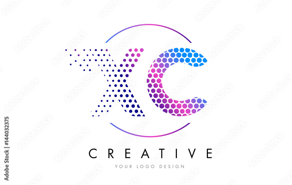 XC X C Pink Magenta Dotted Bubble Letter Logo Design Vector XC X C Pink Magenta Dotted Bubble Letter Logo Design Vector