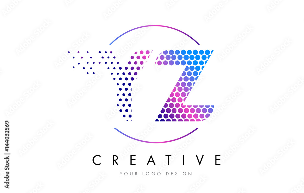 Fototapeta premium YZ Y Z Pink Magenta Dotted Bubble Letter Logo Design Vector