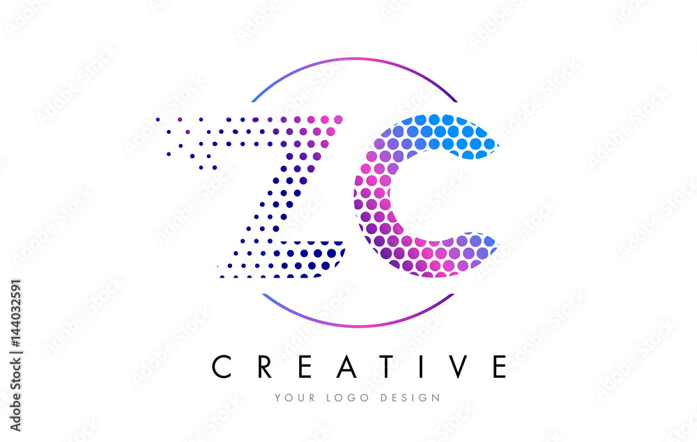 ZC Z C Pink Magenta Dotted Bubble Letter Logo Design Vector ZC Z C Pink Magenta Dotted Bubble Letter Logo Design Vector