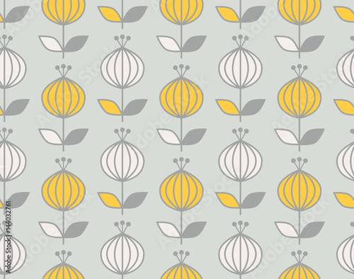 seamless retro pattern with stylized flowers