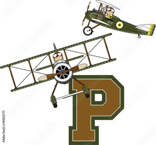 P is for Pilot Alphabet Learning Illustration
