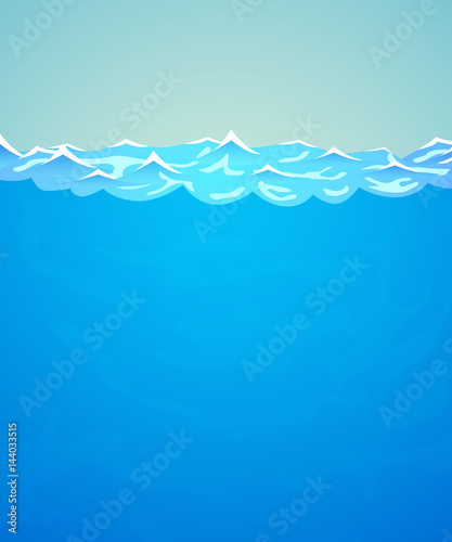 Underwater vector background. Sea or ocean water and waves.