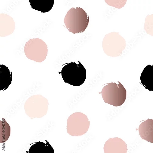 Tapety Wzór z kropkami różowego złota, różu i czerni.