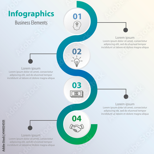 Business Process Chart. Business Data. Abstract Element of Chart, Graph, Diagram with 4 Steps, Options, Parts, Processes. Vector Business Template for Presentation. Creative Infographic Concept.