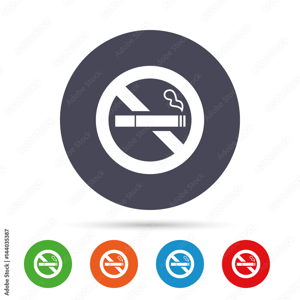 No Smoking sign icon. Cigarette symbol. No Smoking sign icon. Cigarette symbol.