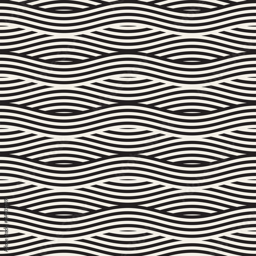 Abstract geometric pattern with wavy lines. Interlacing rounded stripes design. Seamless vector background.