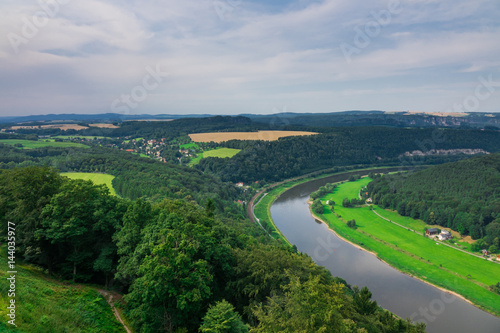 The panorama of landscape in Saxon Switzerland  Germany