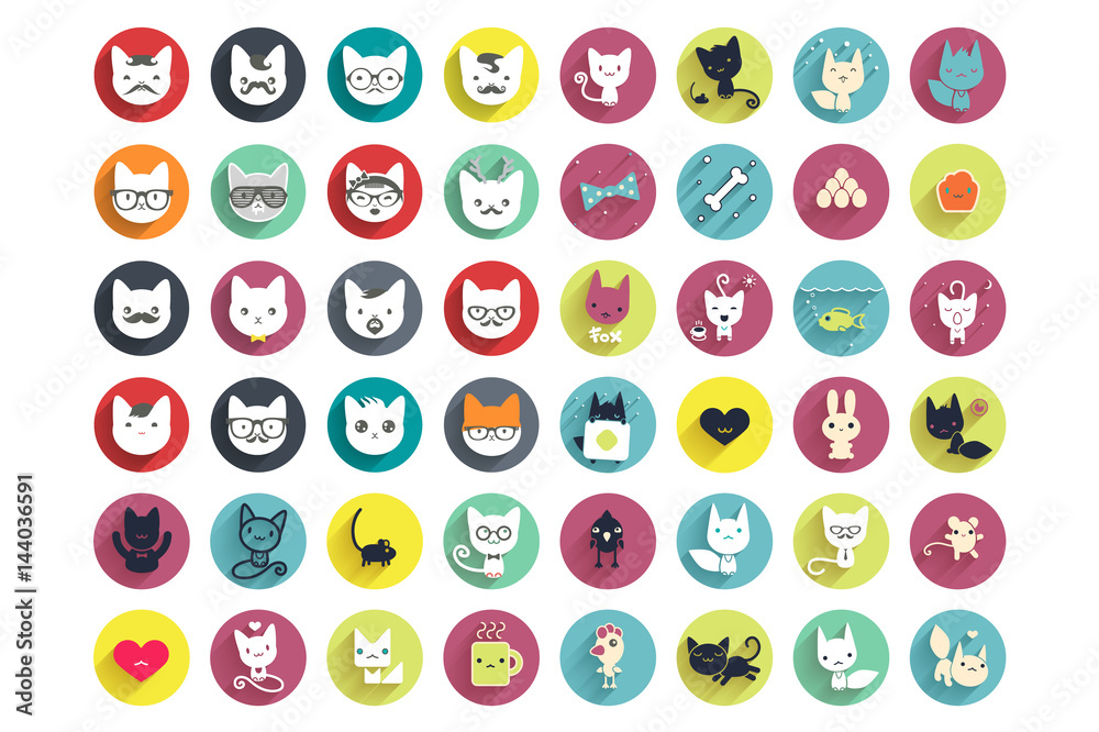 Stylized animal avatar set. Stylized animal avatar set.