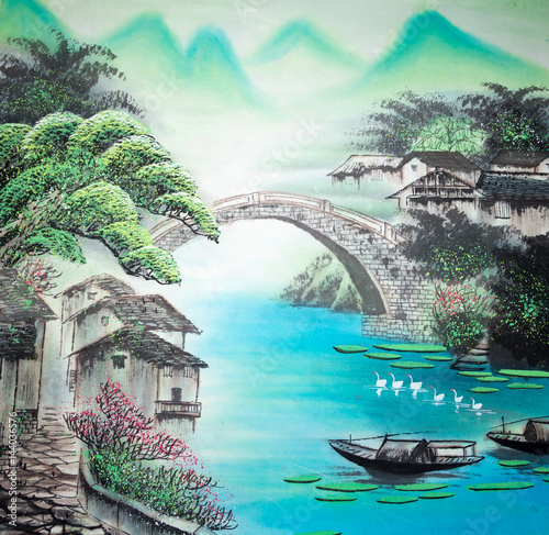 Obraz na płótnie Chiński tradycyjny obraz krajobraz