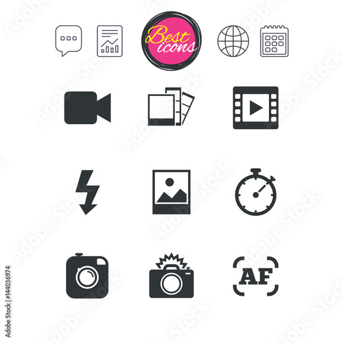 Photo, video icons. Camera, photos and frame.