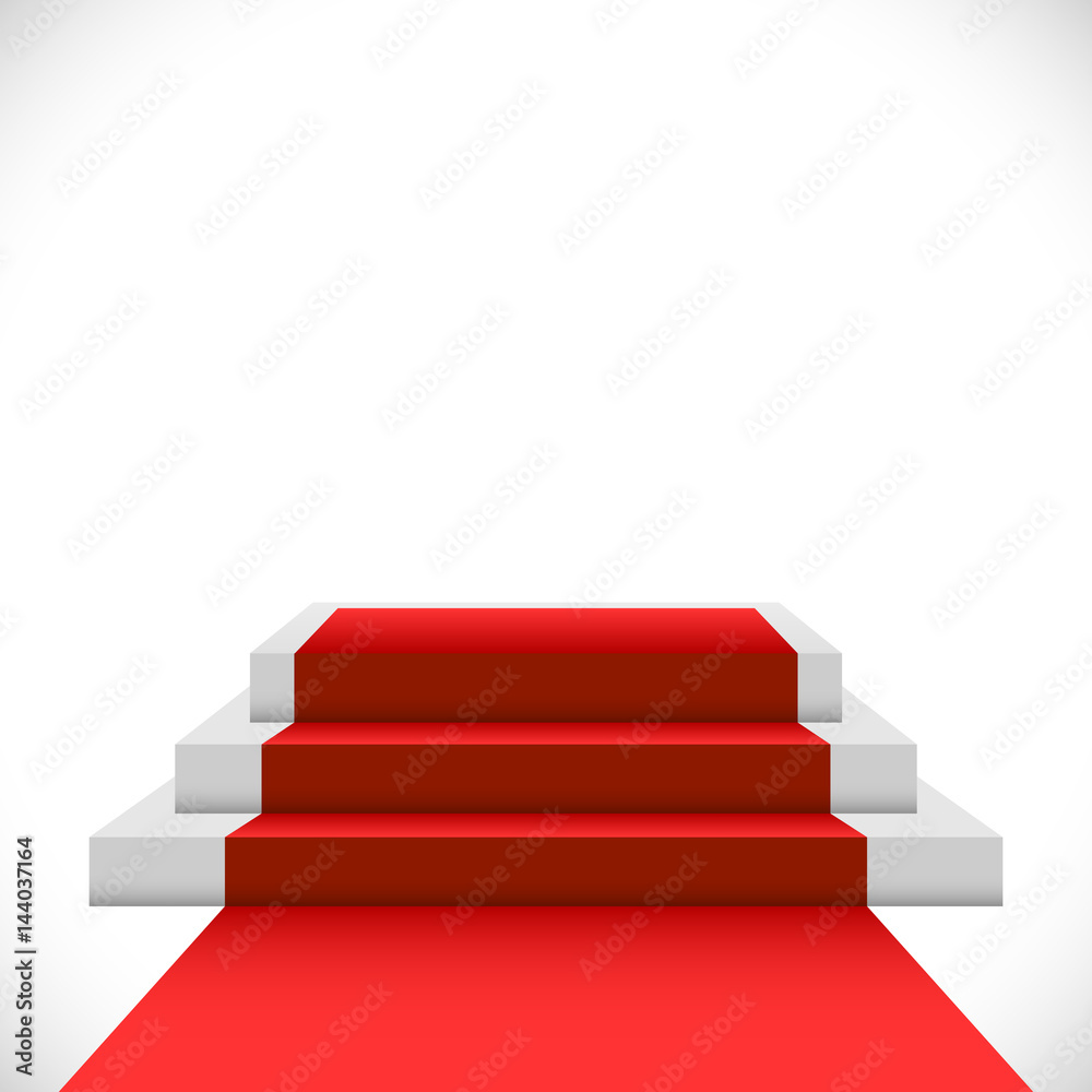 Empty three step podium with red carpet Empty three step podium with red carpet