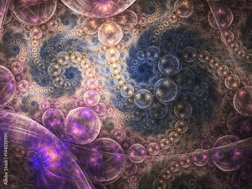 Colorful bubbly fractal spirals, digital artwork for creative graphic design