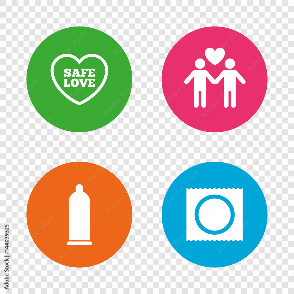 Condom safe sex icons. Lovers Gay couple sign. Condom safe sex icons. Lovers Gay couple sign.