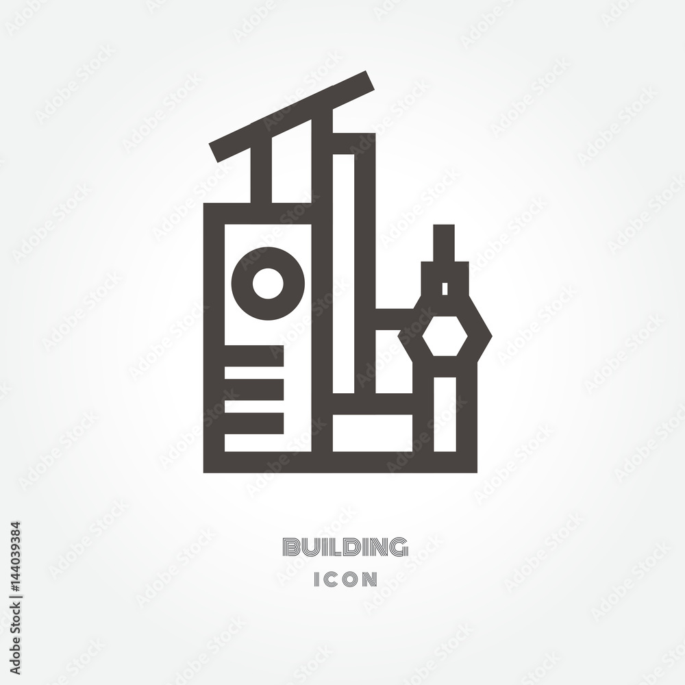 icon Building house illustration isolated sign symbol thin line for web, modern minimalistic flat design vector on white background icon Building house illustration isolated sign symbol thin line for web, modern minimalistic flat design vector on white background
