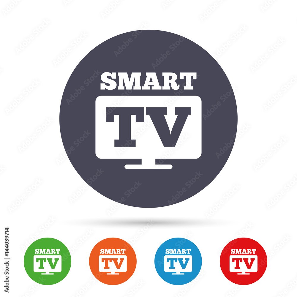 Widescreen Smart TV sign icon. Television set. Widescreen Smart TV sign icon. Television set.