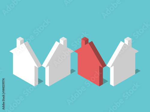 Isometric unique red house
