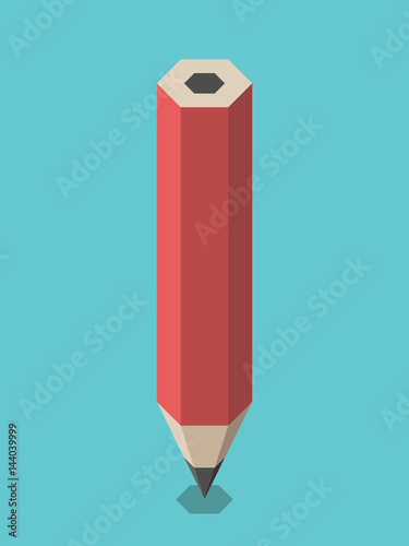 Red isometric pencil standing