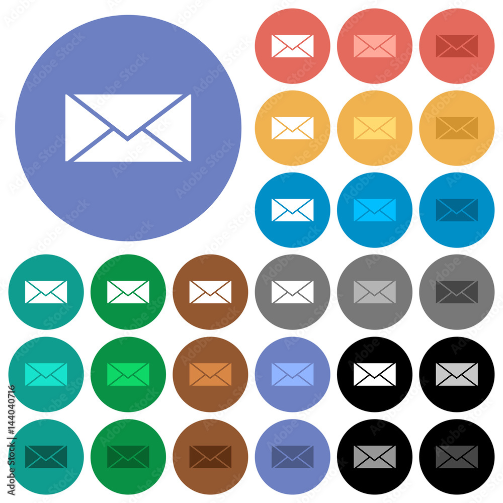 Envelope round flat multi colored icons Envelope round flat multi colored icons