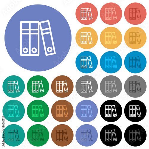 Document folders round flat multi colored icons