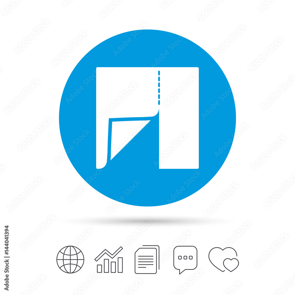 Textile cloth piece sign icon. Tailor symbol. Textile cloth piece sign icon. Tailor symbol.