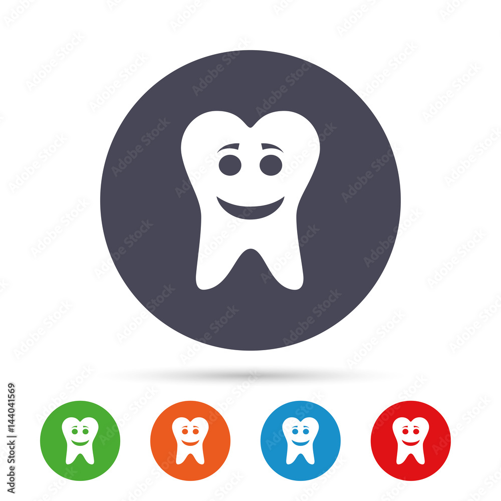 Tooth happy face sign icon. Healthy tooth. Tooth happy face sign icon. Healthy tooth.