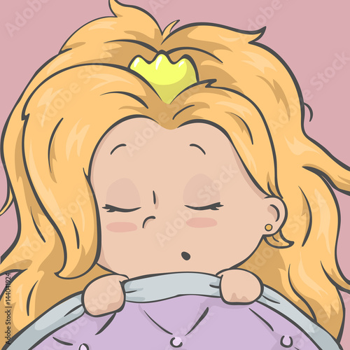 sleeping princess illustration. vector fairy tale illustration. healthy children s sleep