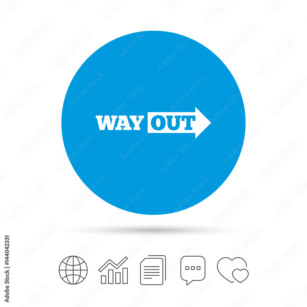 Way out right sign icon. Arrow symbol. Way out right sign icon. Arrow symbol.