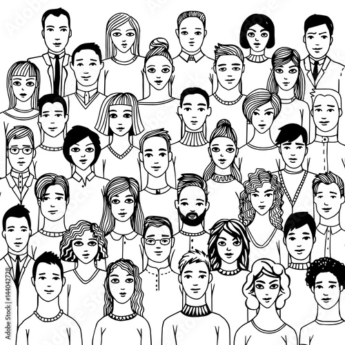 The crowd of abstract people.
