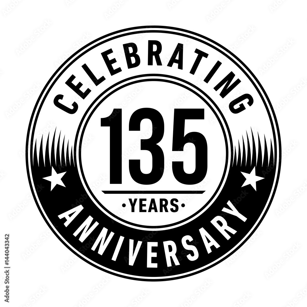 135 years anniversary logo template. Vector and illustration. 