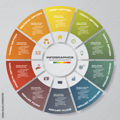 Abstract 10 steps infographis elements.Vector illustration.