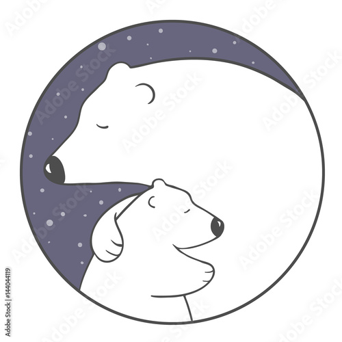 Cute Cartoon Polar Bear Mom Hugs Her Baby Animal Family Children S Illustration Or Design For New Year Or Mother S Day Card Stock Vector Adobe Stock