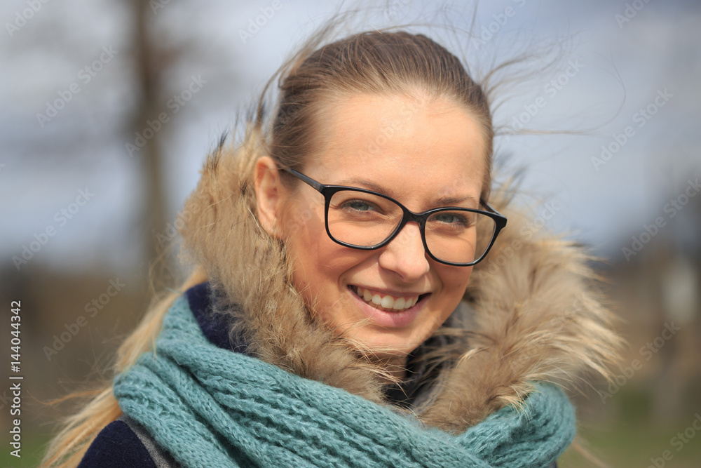 Beautiful girl with glasses in the wind Beautiful girl with glasses in the wind