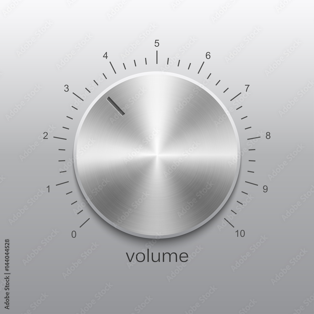 Volume button with metal texture and number scale Volume button with metal texture and number scale