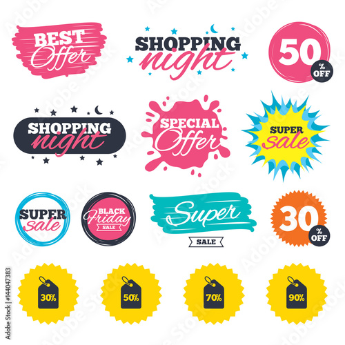 Sale price tag icons. Discount symbols.