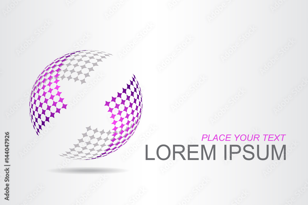 Logo stylized spherical surface with abstract shapes Logo stylized spherical surface with abstract shapes