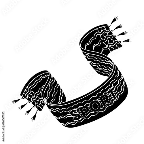 Yellow soccer fan scarf. Fans single icon in black style vector symbol stock illustration.