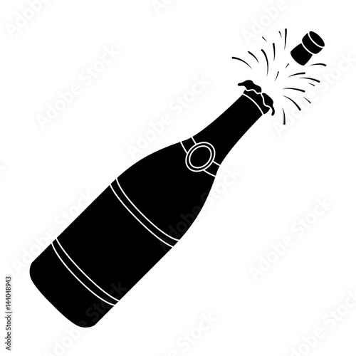 A bottle of champagne with a cork.Party and parties single icon in black style vector symbol stock illustration.