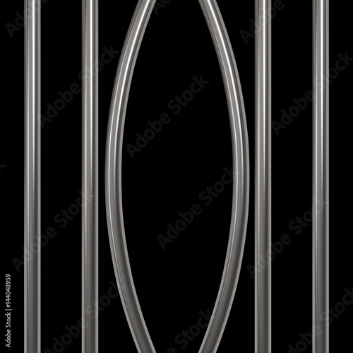 Broken prison bars on black. Vector illustration. Way out to freedom concept