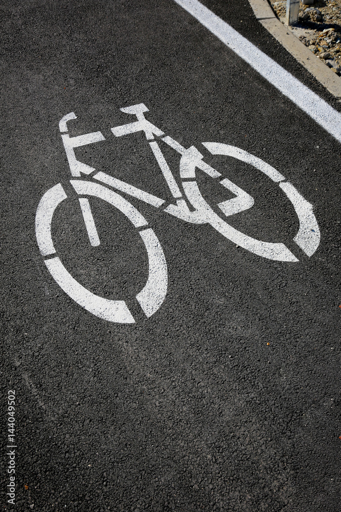 Bicycle lane mark on the street Bicycle lane mark on the street