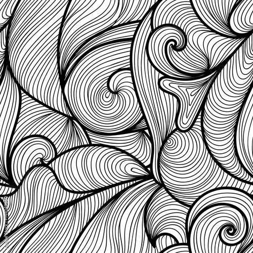 Seamless abstract hand-drawn waves pattern, wavy background. Seamless pattern can be used for wallpaper, pattern fills, web page background,surface textures. Gorgeous seamless floral background